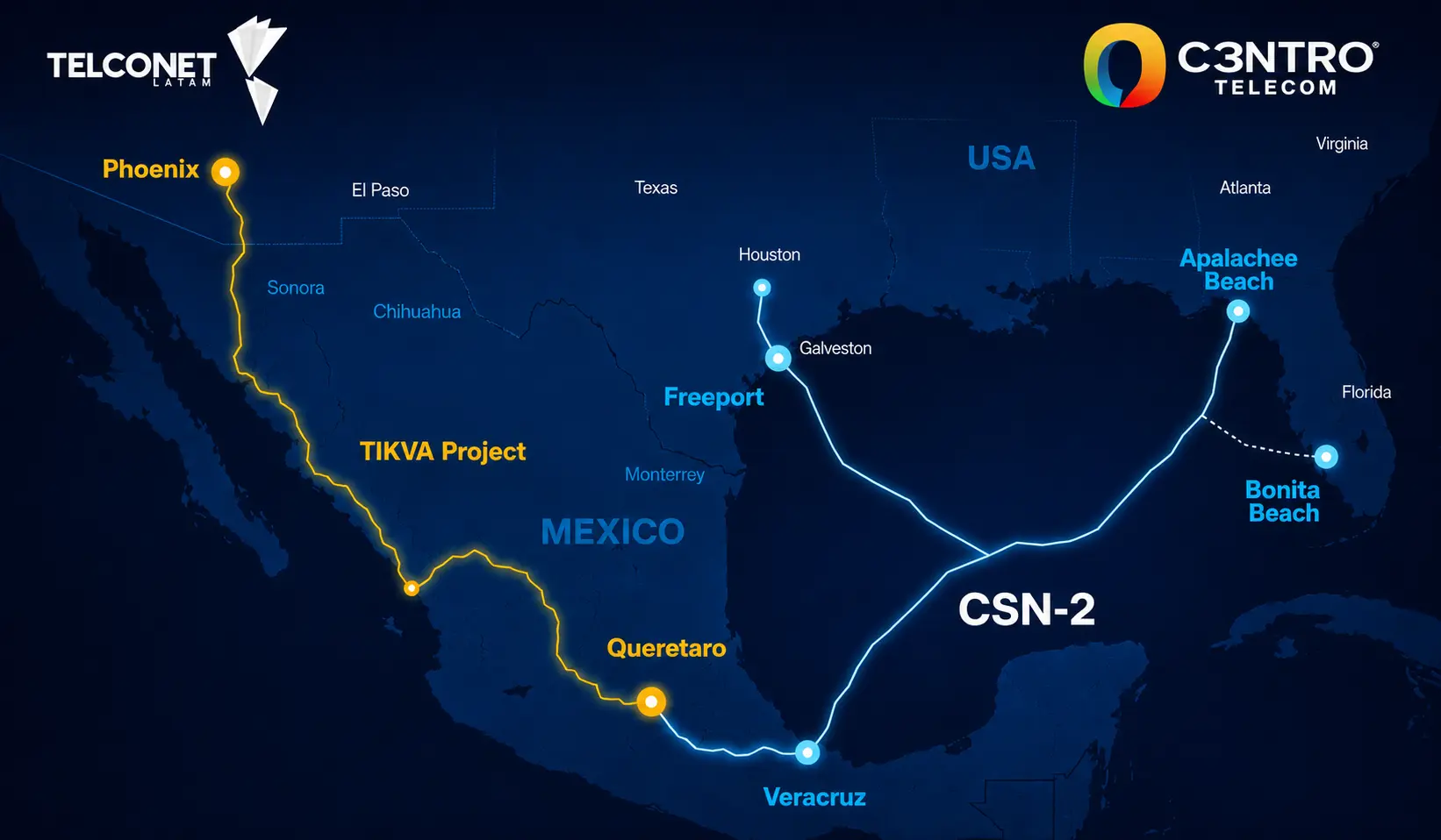 C3ntro Telecom y Telconet impulsan una nueva ruta submarina para conectar los mercados de IA y los data center en Norteamérica