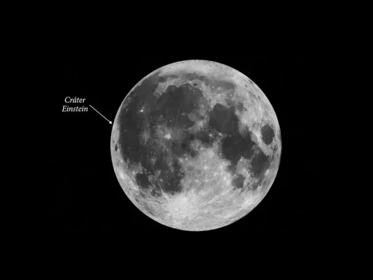 La zona estimada para la colisión se encuentra en las proximidades del cráter Einstein, un gran impacto de forma elíptica que se localiza en el borde occidental visible de la Luna, una zona de gran relieve y belleza.