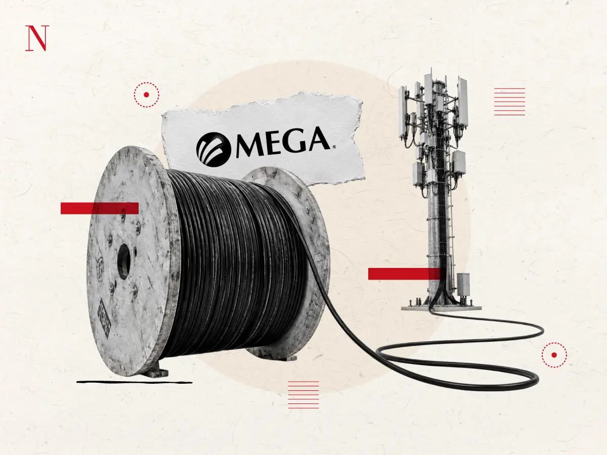 Infraestructura de telecomunicaciones que ilustra la expansión de redes de Megacable y el crecimiento de su flujo operativo entre 2021 y 2026.
