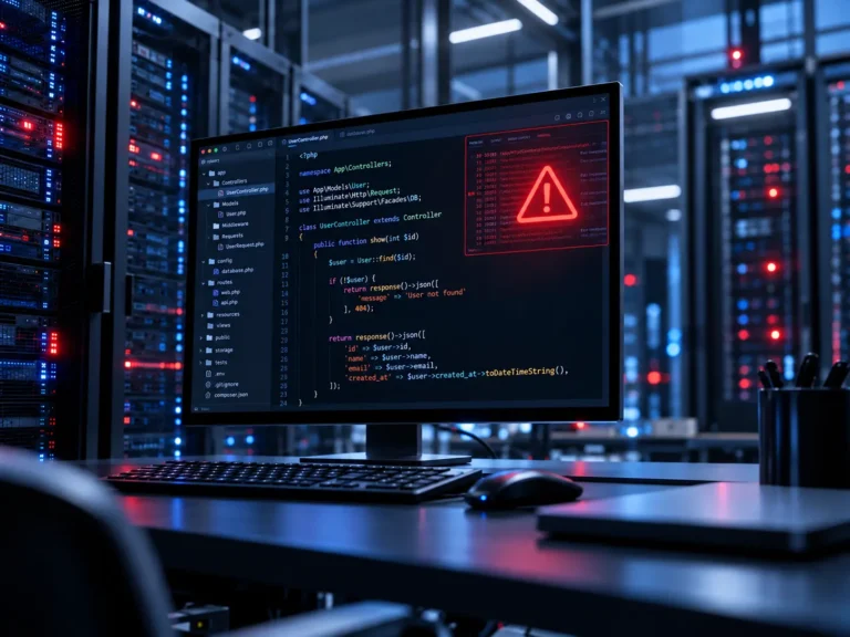 Sala de servidores que ilustra la alerta internacional por dos vulnerabilidades críticas en PHP que afectan la seguridad de sitios web.